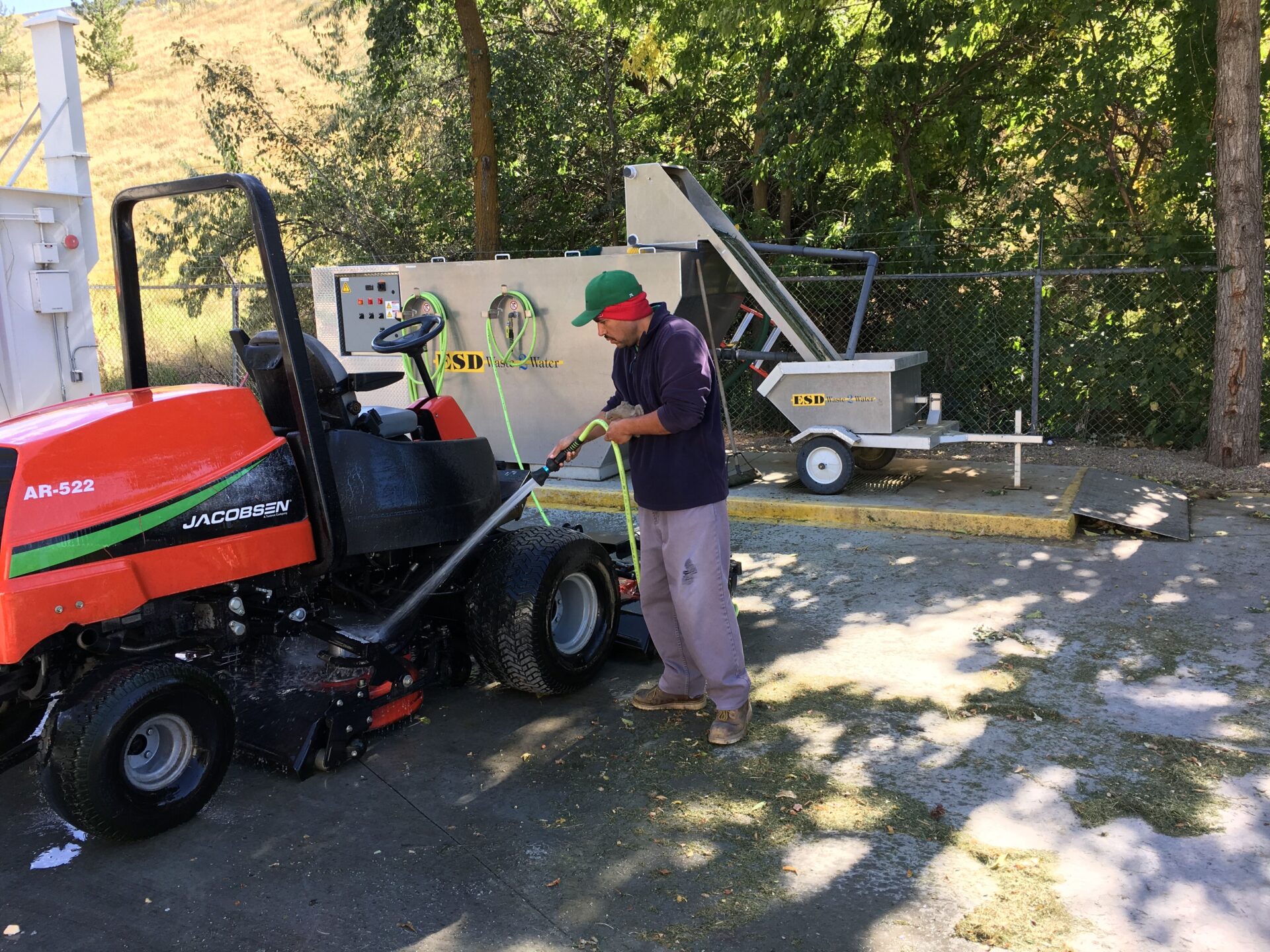 Washing Jacobsen Mower with Grass Clipping Separator